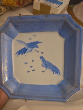 Rare Original London Antique square Plate W Hanger Marked (Numbered) Upside Down